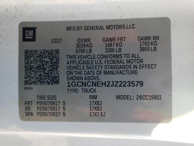 1GCNCNEH2JZ223579 - 2018 CHEVROLET SILVERADO C1500 白色 照片 12