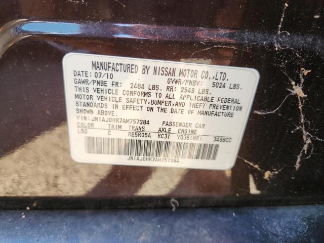 JN1AJ0HR7AM757284 - 2010 INFINITI EX35 BASE Burgund zdjęcie 12