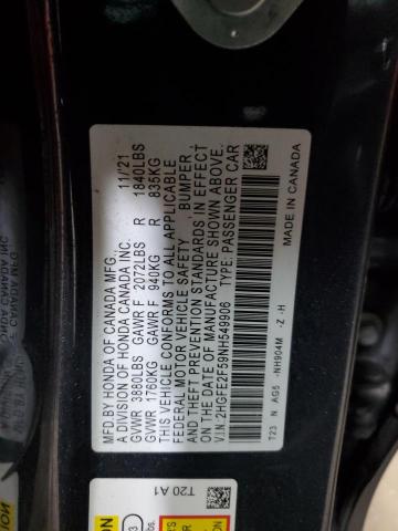 2HGFE2F59NH549906 - 2022 HONDA CIVIC SPORT Grafit foto 13