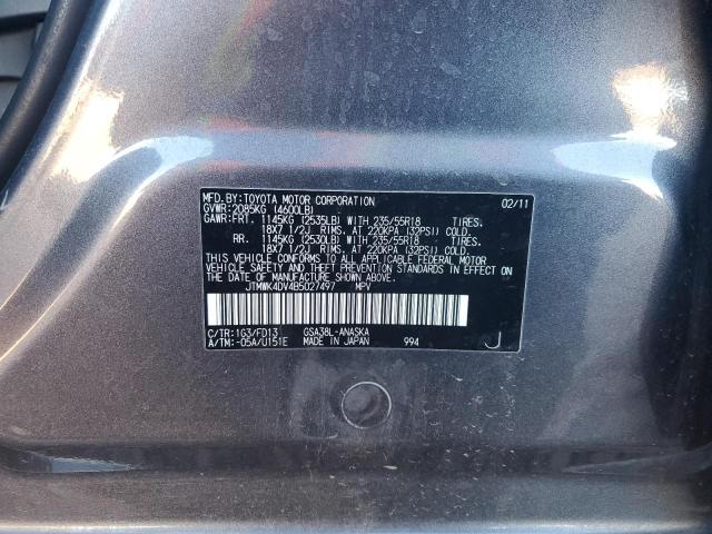 JTMWK4DV4B5027497 - 2011 TOYOTA RAV4 SPORT 灰色 照片 13