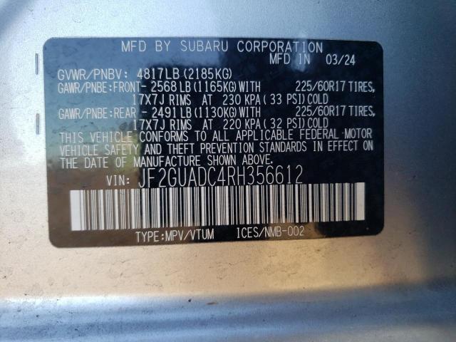 JF2GUADC4RH356612 - 2024 SUBARU CROSSTREK PREMIUM Silber Foto 12