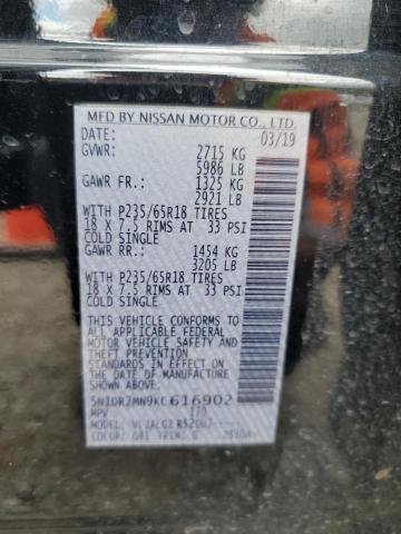 5N1DR2MN9KC616902 - 2019 NISSAN PATHFINDER S Սև լուսանկար 13