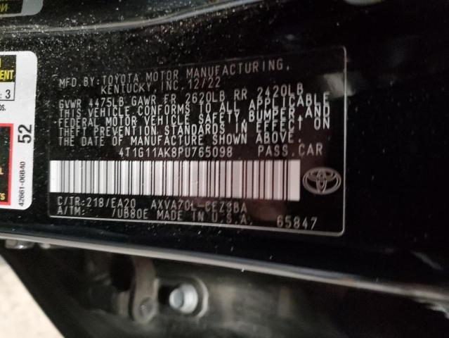 4T1G11AK8PU765098 - 2023 TOYOTA CAMRY SE NIGHT SHADE BLACK photo 12