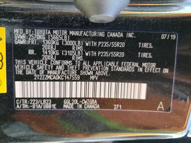 2T2ZZMCA0KC147559 - 2019 LEXUS RX 350 BASE BLACK photo 13