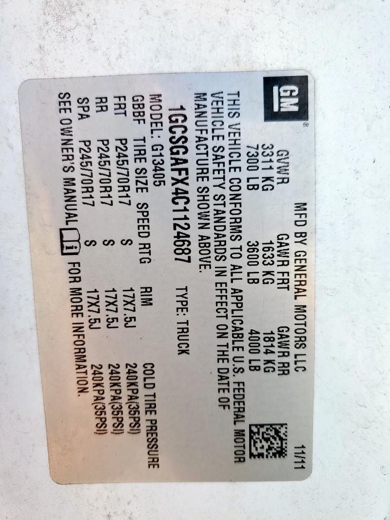 1GCSGAFX4C1124687 - 2012 CHEVROLET EXPRESS G1 Blanco foto 12