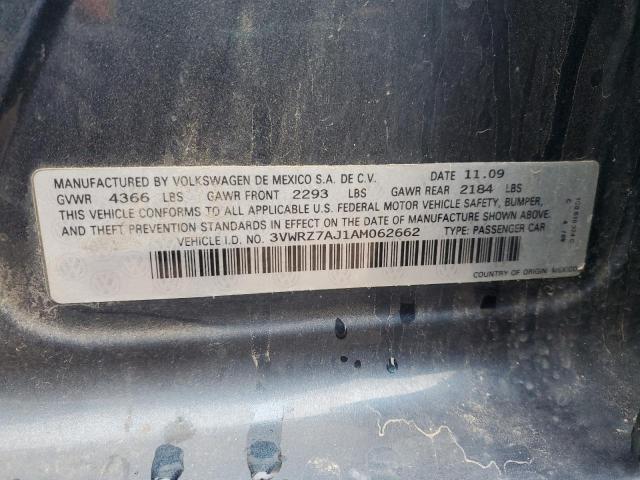 3VWRZ7AJ1AM062662 - 2010 VOLKSWAGEN JETTA SE Bleu photo 12