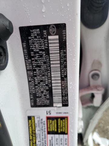 4T1B11HKXJU152827 - 2018 TOYOTA CAMRY L WHITE photo 12