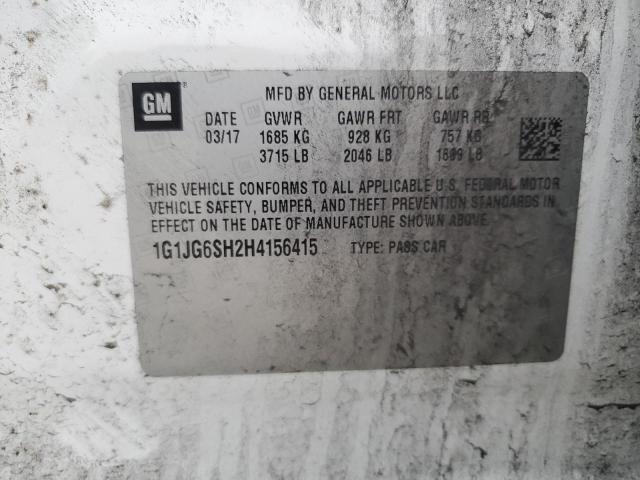 1G1JG6SH2H4156415 - 2017 CHEVROLET SONIC WHITE photo 12