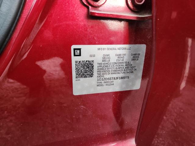 1G1ZD5ST8JF180075 - 2018 CHEVROLET MALIBU LT RED photo 12