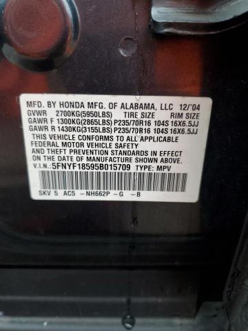 5FNYF18595B015709 - 2005 HONDA PILOT EXL 绿色 照片 13