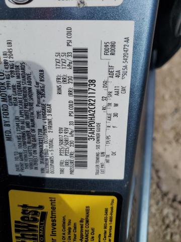 3FAHP0HA2CR211738 - 2012 FORD FUSION SE Mavi foto 13