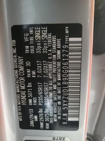 5XYZUDLB9DG061279 - 2013 HYUNDAI SANTA FE S SILVER photo 14