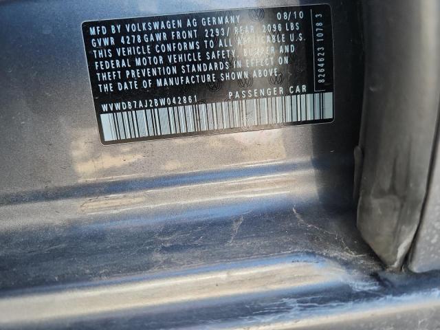 WVWDB7AJ2BW042861 - 2011 VOLKSWAGEN GOLF GRAY photo 12