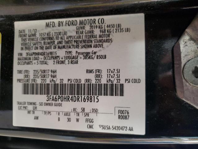 3FA6P0HR4DR169815 - 2013 FORD FUSION SE 黑色 照片 12