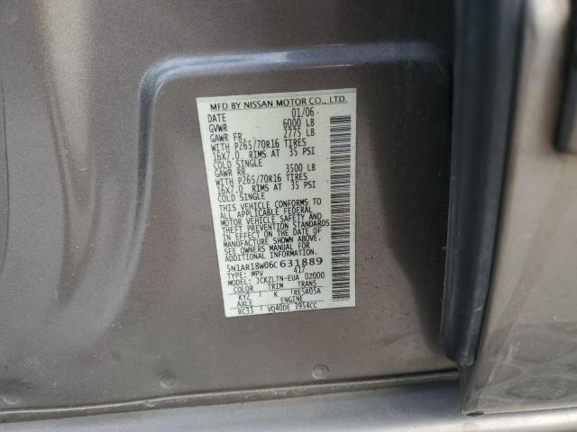 5N1AR18W06C631889 - 2006 NISSAN PATHFINDER LE ნაცრისფერი ფოტო 12