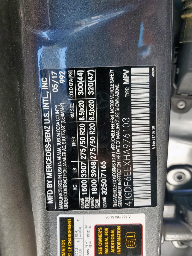 4JGDF6EEXHA976103 - 2017 MERCEDES-BENZ GLS 450 4MATIC GRAY photo 14