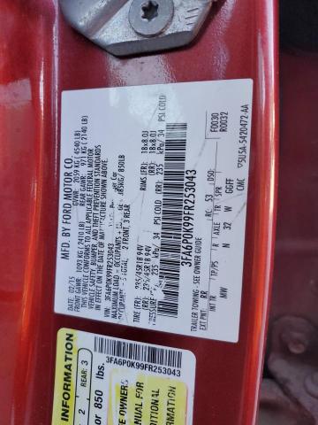 3FA6P0K99FR253043 - 2015 FORD FUSION TITANIUM RED photo 12