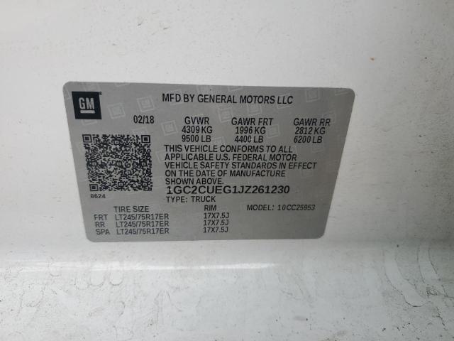 1GC2CUEG1JZ261230 - 2018 CHEVROLET SILVERADO C2500 HEAVY DUTY WHITE photo 12