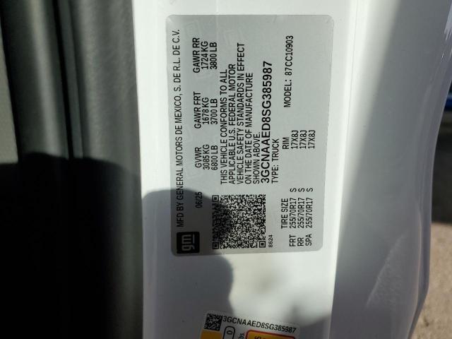 3GCNAAED8SG385987 - 2025 CHEVROLET SILVERADO C1500 WHITE photo 12