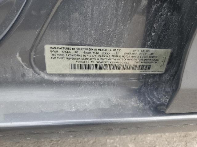 3VWRG71K26M690381 - 2006 VOLKSWAGEN JETTA 2.5 GRAY photo 12
