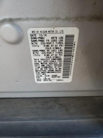 JN8AT2MV0HW002583 - 2017 NISSAN ROGUE S SILVER photo 12