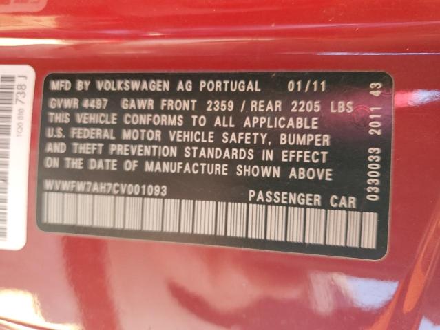 WVWFW7AH7CV001093 - 2012 VOLKSWAGEN EOS LUX 红色 照片 12