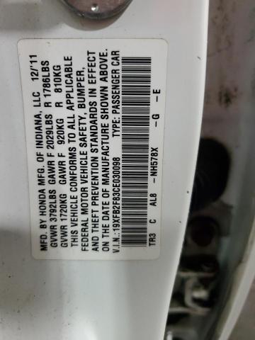 19XFB2F83CE030098 - 2012 HONDA CIVIC EX Ağ foto 12