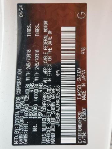 JTEABFAJ0RK005303 - 2024 TOYOTA LAND CRUIS BASE WHITE photo 13