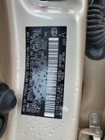 JTDKN3DUXA0093216 - 2010 TOYOTA PRIUS GOLD photo 13