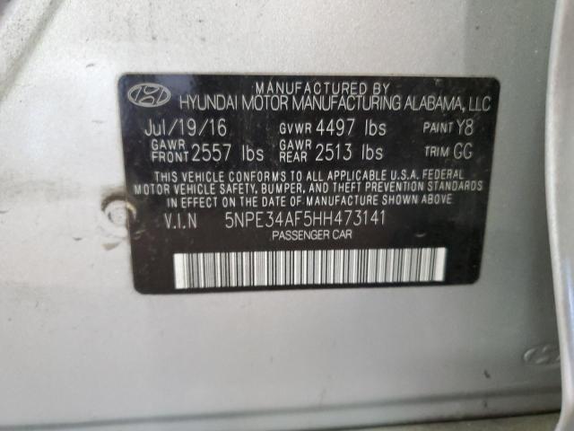 5NPE34AF5HH473141 - 2017 HYUNDAI SONATA SPORT SILVER photo 12