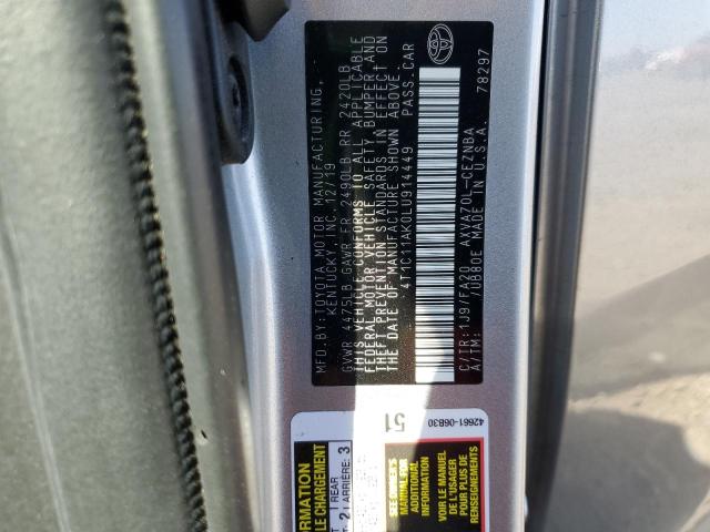 4T1C11AK0LU914449 - 2020 TOYOTA CAMRY LE SILVER photo 12
