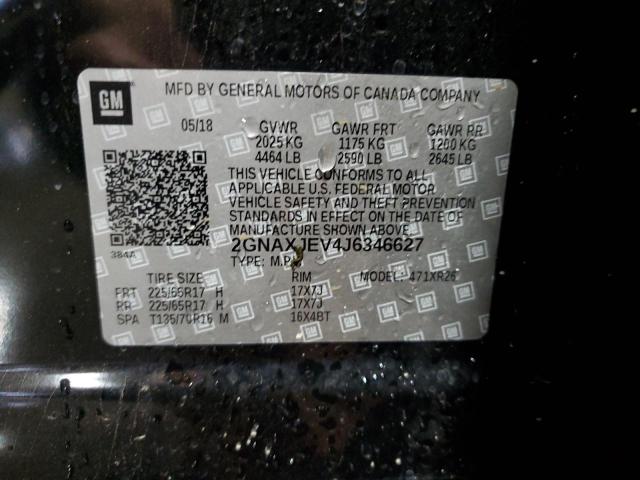 2GNAXJEV4J6346627 - 2018 CHEVROLET EQUINOX LT შავი ფოტო 13