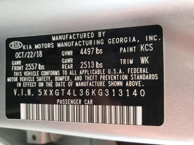 5XXGT4L36KG313140 - 2019 KIA OPTIMA LX SILVER photo 12