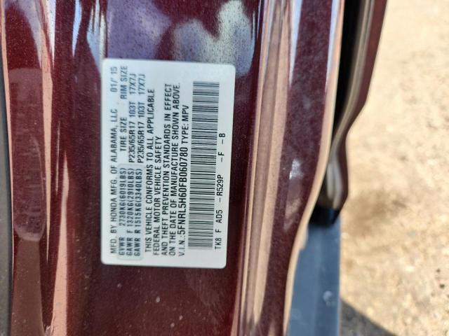 5FNRL5H60FB060780 - 2015 HONDA ODYSSEY EXL BURGUNDY photo 13