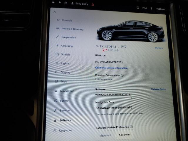 5YJSA1H1XEFP51172 - 2014 TESLA MODEL S BLACK photo 9