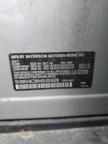 5UXKS4C36H0U05628 - 2017 BMW X5 XDRIVE35D SILVER photo 13