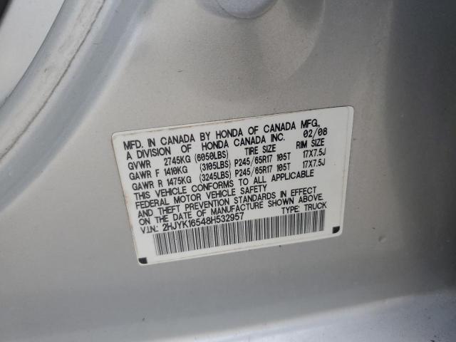 2HJYK16548H532957 - 2008 HONDA RIDGELINE RTL فضي صورة 13