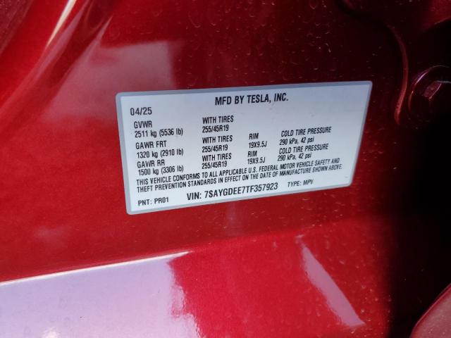 7SAYGDEE7TF357923 - 2026 TESLA MODEL Y Qırmızı foto 13