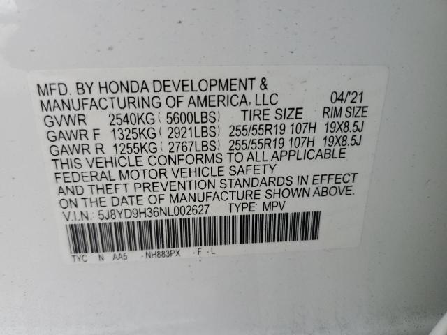 5J8YD9H36NL002627 - 2022 ACURA MDX Blanc photo 13