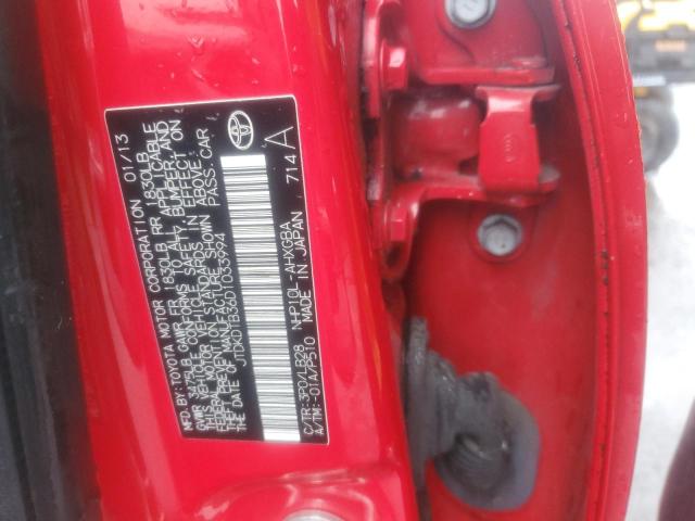 JTDKDTB36D1033994 - 2013 TOYOTA PRIUS C RED photo 13