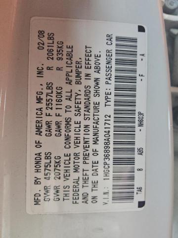 1HGCP36898A041712 - 2008 HONDA ACCORD EXL WHITE photo 12