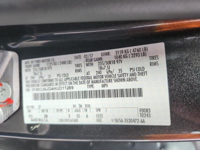 1FMCU9JD4HUD11289 - 2017 FORD ESCAPE TITANIUM SILVER photo 14