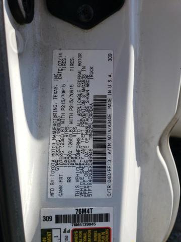 5TFTX4CN0EX046949 - 2014 TOYOTA TACOMA ACCESS CAB თეთრი ფოტო 12