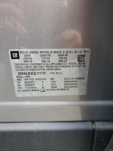 3GNAXJEV5JL111116 - 2018 CHEVROLET EQUINOX LT Gris foto 14