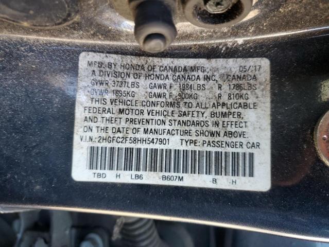 2HGFC2F58HH547901 - 2017 HONDA CIVIC LX BLUE photo 12