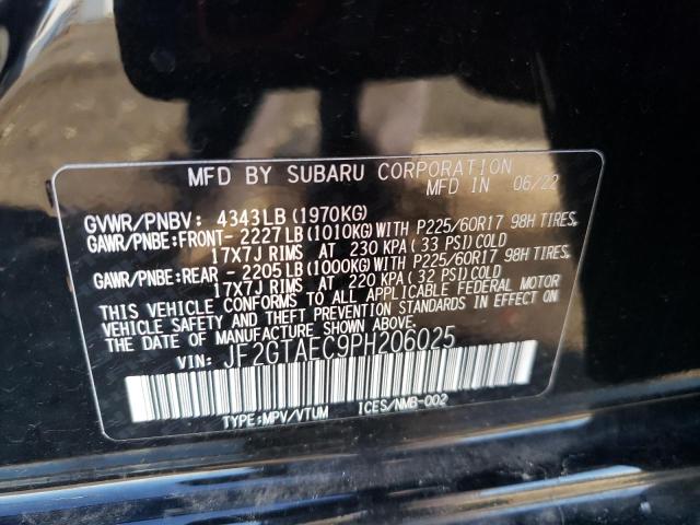 JF2GTAEC9PH206025 - 2023 SUBARU CROSSTREK PREMIUM Noir photo 12