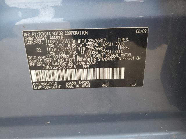 JTMZF33V395012318 - 2009 TOYOTA RAV4 BLUE photo 13