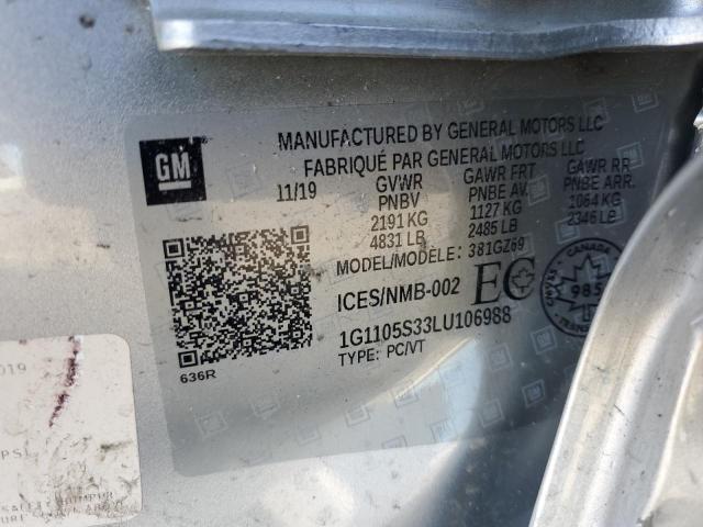 1G1105S33LU106988 - 2020 CHEVROLET IMPALA PREMIER SILVER photo 12