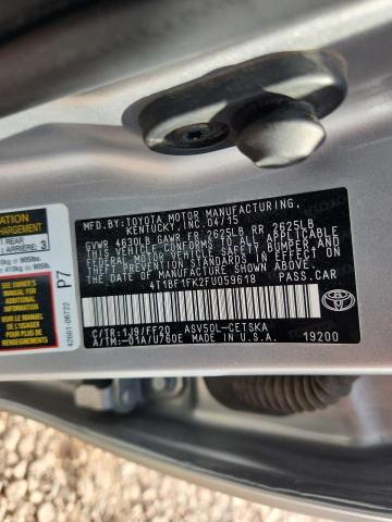4T1BF1FK2FU059618 - 2015 TOYOTA CAMRY LE Gümüş foto 12