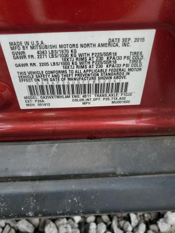 4A4AP3AU6FE052241 - 2015 MITSUBISHI OUTLANDER ES RED photo 12